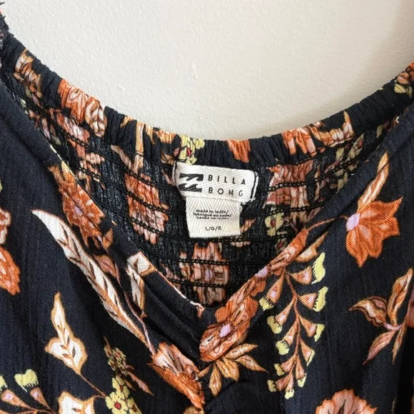 Billabong Black Floral Long Sleeve Dress - Picture 2 of 8